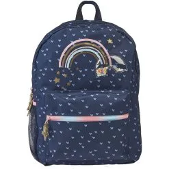 Milky Kiss Sac à Dos 2 Compartiments 43 Cm Bleu Paillettes Coeurs Imprimé Arc-en-ciel