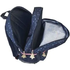 Milky Kiss Sac à Dos 2 Compartiments 43 Cm Bleu Paillettes Coeurs Imprimé Arc-en-ciel -Sac maternelle Soldes B2CD 1076
