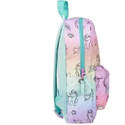 Milky Kiss Sac Maternelle Bleu Et Rose Avec Pochette Avant Motifs Licornes -Sac maternelle Soldes B2CD 108