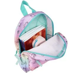 Milky Kiss Sac Maternelle Bleu Et Rose Avec Pochette Avant Motifs Licornes -Sac maternelle Soldes B2CD 110