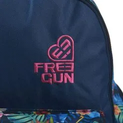 FREEGUN Sac à Dos 2 Compartiments Bleu Motifs Fleurs -Sac maternelle Soldes B2CD 1154
