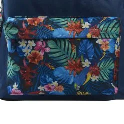 FREEGUN Sac à Dos 2 Compartiments Bleu Motifs Fleurs -Sac maternelle Soldes B2CD 1155