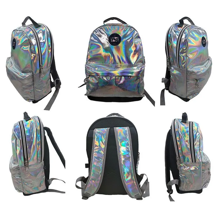 Love Love Sac à Dos 2 Compartiments Argent + Trousse Ronde Argent 4 Love Love Sac à Dos 2 Compartiments Argent + Trousse Ronde Argent – Image 2