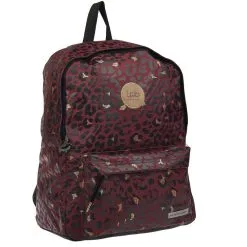 LES PETITES BOMBES Sac à Dos 1 Compartiment Bordeaux Motif Léopard -Sac maternelle Soldes B2CD 1297