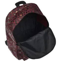 LES PETITES BOMBES Sac à Dos 1 Compartiment Bordeaux Motif Léopard -Sac maternelle Soldes B2CD 1299