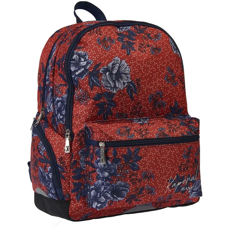 KAPORAL Sac à Dos 2 Compartiments 43 Cm Rouge Motifs Fleurs 4 KAPORAL Sac à Dos 2 Compartiments 43 Cm Rouge Motifs Fleurs – Image 2