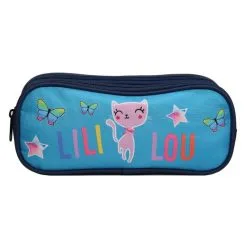 Bagtrotter Trousse Scolaire 2 Compartiments Lili Lou Chat Bleue Bagtrotter