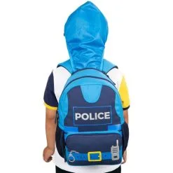 AUCHAN Sac Maternelle Bleu Avec Capuche POLICE -Sac maternelle Soldes B2CD 134