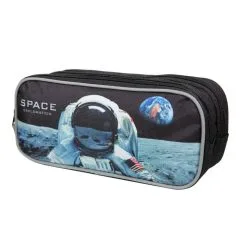 Bagtrotter Trousse Scolaire 2 Compartiments Nasa Astronaute Noire Bagtrotter