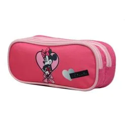 Bagtrotter Trousse Scolaire 2 Compartiments Disney Minnie Coeur Rose Bagtrotter