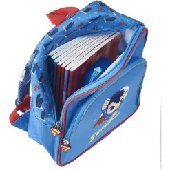 DC COMIC'S Sac Maternelle Bleu Avec Pochette Avant Superman -Sac maternelle Soldes B2CD 157