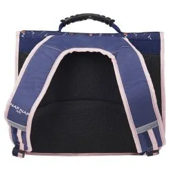 Naf Naf Cartable 38 Cm CP/CE1/CE2 Bleu Et Rose Motif Floral -Sac maternelle Soldes B2CD 1589