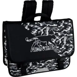 AIRNESS Cartable 41 Cm CM1/CM2 Noir Et Blanc Motif Camouflage