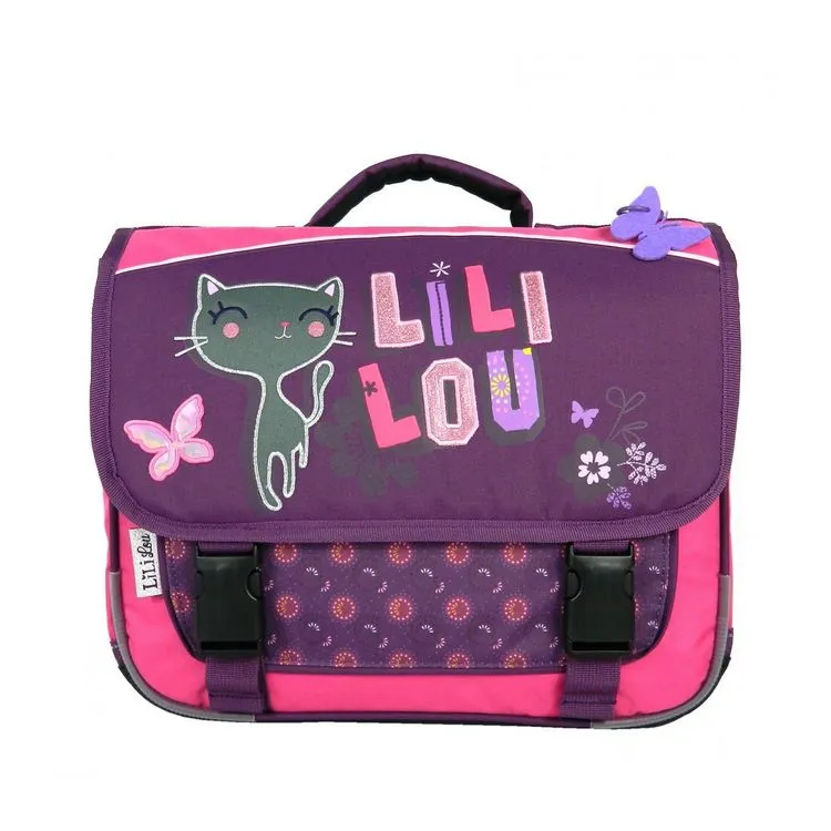 Bagtrotter Cartable Lililou 38cm Chat Prune 3 Bagtrotter Cartable Lililou 38cm Chat Prune