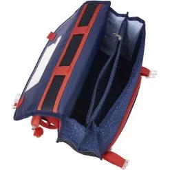 LULU CASTAGNETTE Cartable 38 Cm CP/CE1/CE2 Bleu Et Rouge Paillettes Coeurs Imprimé OURS -Sac maternelle Soldes B2CD 1705