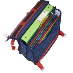 LULU CASTAGNETTE Cartable 38 Cm CP/CE1/CE2 Bleu Et Rouge Paillettes Coeurs Imprimé OURS -Sac maternelle Soldes B2CD 1706