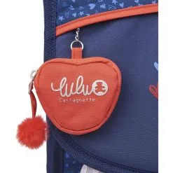 LULU CASTAGNETTE Cartable 38 Cm CP/CE1/CE2 Bleu Et Rouge Paillettes Coeurs Imprimé OURS -Sac maternelle Soldes B2CD 1707