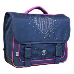 Page de garde 23 Bagtrotter Cartable 38 Cm Poivre Blanc Coeur Love Bleu Bagtrotter