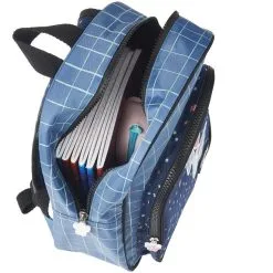 Chacha Sac Maternelle Bleu Pailleté étoiles Et Quadrillé -Sac maternelle Soldes B2CD 181