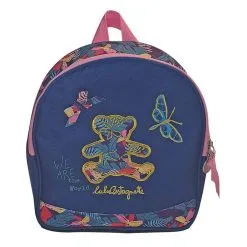 LULU CASTAGNETTE Sac Maternelle Ourson Bleu Avec 2 Poches Latérales élastiques
