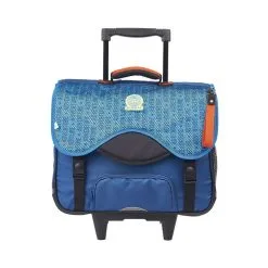 AUCHAN Cartable à Roulettes 41 Cm CM1/CM2 Bleu Avec Breloque RETRO SPORT