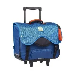 AUCHAN Cartable à Roulettes 41 Cm CM1/CM2 Bleu Avec Breloque RETRO SPORT -Sac maternelle Soldes B2CD 302