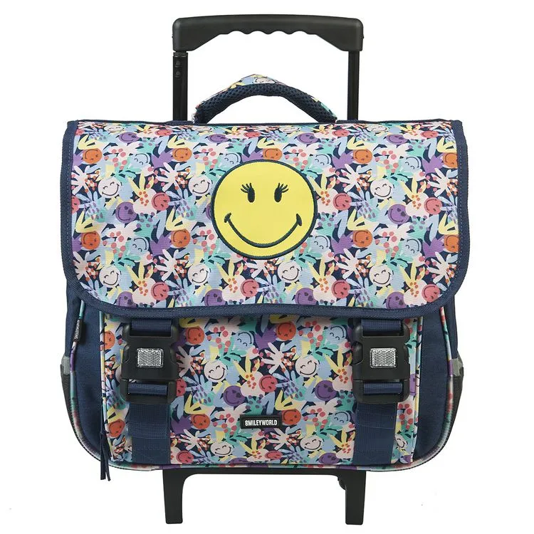 Smiley Cartables à Roulettes Bleu Motif Fleurs SMILEY WORLD 3 Smiley Cartables à Roulettes Bleu Motif Fleurs SMILEY WORLD