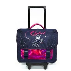 Bagtrotter Cartable à Roulettes 38 Cm Cybel Cheval / Licorne Marine Et Rose Bagtrotter