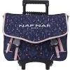 Naf Naf Cartable à Roulettes 41 Cm CM1/CM2 Bleu Et Rose Motif Floral -Sac maternelle Soldes B2CD 325