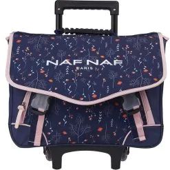 Naf Naf Cartable à Roulettes 41 Cm CM1/CM2 Bleu Et Rose Motif Floral