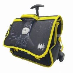 DC COMIC'S Cartable à Roulettes 38 Cm CP/CE1/CE2 Noir Et Jaune Batman -Sac maternelle Soldes B2CD 350