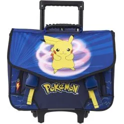 NINTENDO Cartable à Roulettes 41 Cm CM1/CM2 Bleu Et Jaune Pokemon