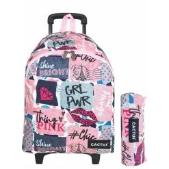 Cactus Sac à Dos à Roulettes & Trousse Offerte Cactus