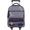 Little Marcel Sac à Dos à Roulettes Bleu Avec Rayures Blanches
