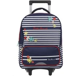 Little Marcel Sac à Dos à Roulettes Bleu Avec Rayures Blanches