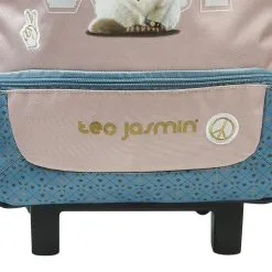 TEO JASMIN Sac à Dos à Roulettes Bleu Et Rose Chat -Sac maternelle Soldes B2CD 502