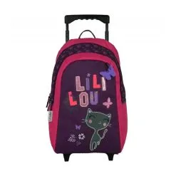 Bagtrotter Sac à Dos à Roulettes Lililou Chat Prune
