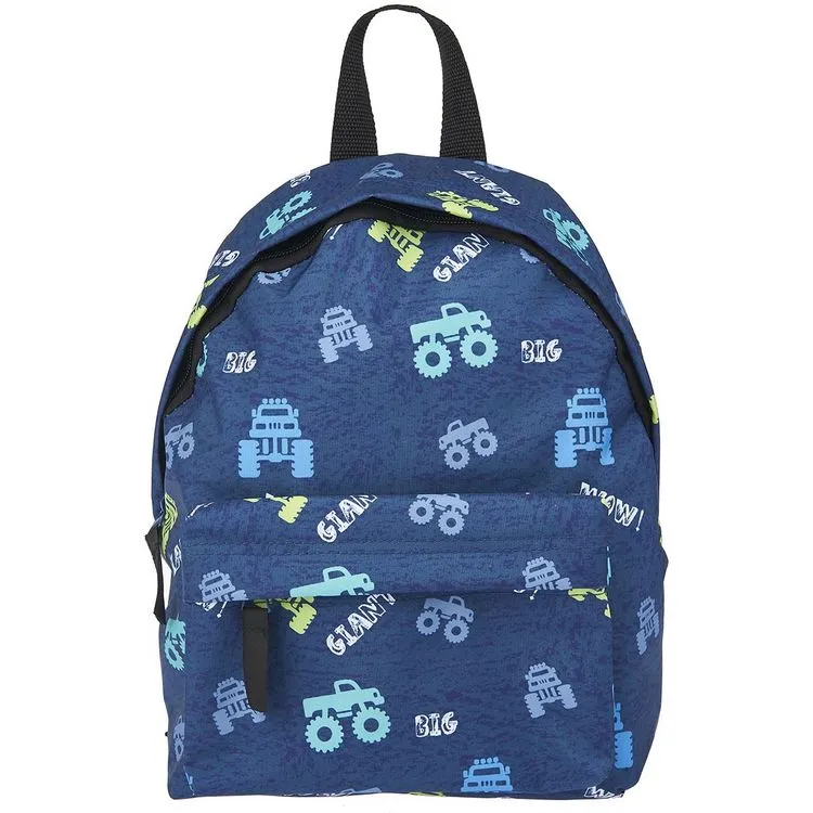 PRÊT Sac Maternelle Bleu Motif MONSTER TRUCK 3 PRÊT Sac Maternelle Bleu Motif MONSTER TRUCK