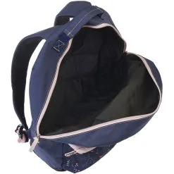 Naf Naf Sac à Dos 1 Compartiment Bleu Et Beige Motifs Végétaux -Sac maternelle Soldes B2CD 764