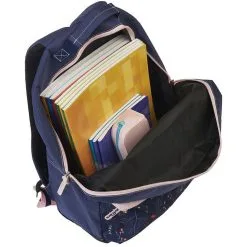 Naf Naf Sac à Dos 1 Compartiment Bleu Et Beige Motifs Végétaux -Sac maternelle Soldes B2CD 765