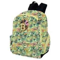 LONGBOARD Sac à Dos 2 Compartiments Blanc Motif Fleurs