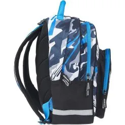AIRNESS Sac à Dos 2 Compartiments Bleu Blanc Et Noir Motif Camouflage -Sac maternelle Soldes B2CD 839