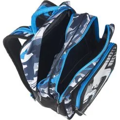 AIRNESS Sac à Dos 2 Compartiments Bleu Blanc Et Noir Motif Camouflage -Sac maternelle Soldes B2CD 840