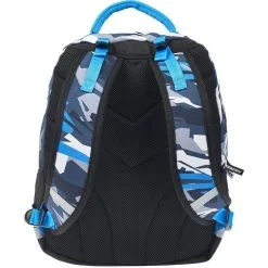 AIRNESS Sac à Dos 2 Compartiments Bleu Blanc Et Noir Motif Camouflage -Sac maternelle Soldes B2CD 842