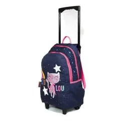 Bagtrotter Sac à Dos à Roulettes Lililou Chat Bleu Marine Bagtrotter -Sac maternelle Soldes B2CD 887