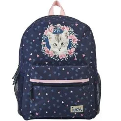 Milky Kiss Sac à Dos 2 Compartiments 43 Cm Bleu Pailleté Coeurs Imprimé CHAT